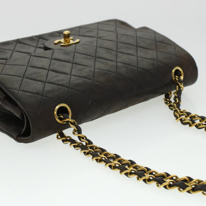 CHANEL Matelasse Turn Lock Chain Shoulder Bag Lamb Skin Black CC am4540