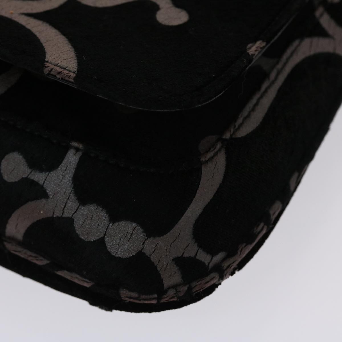 GUCCI Chain Shoulder Bag Velor Black