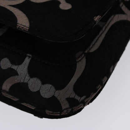 GUCCI Chain Shoulder Bag Velor Black