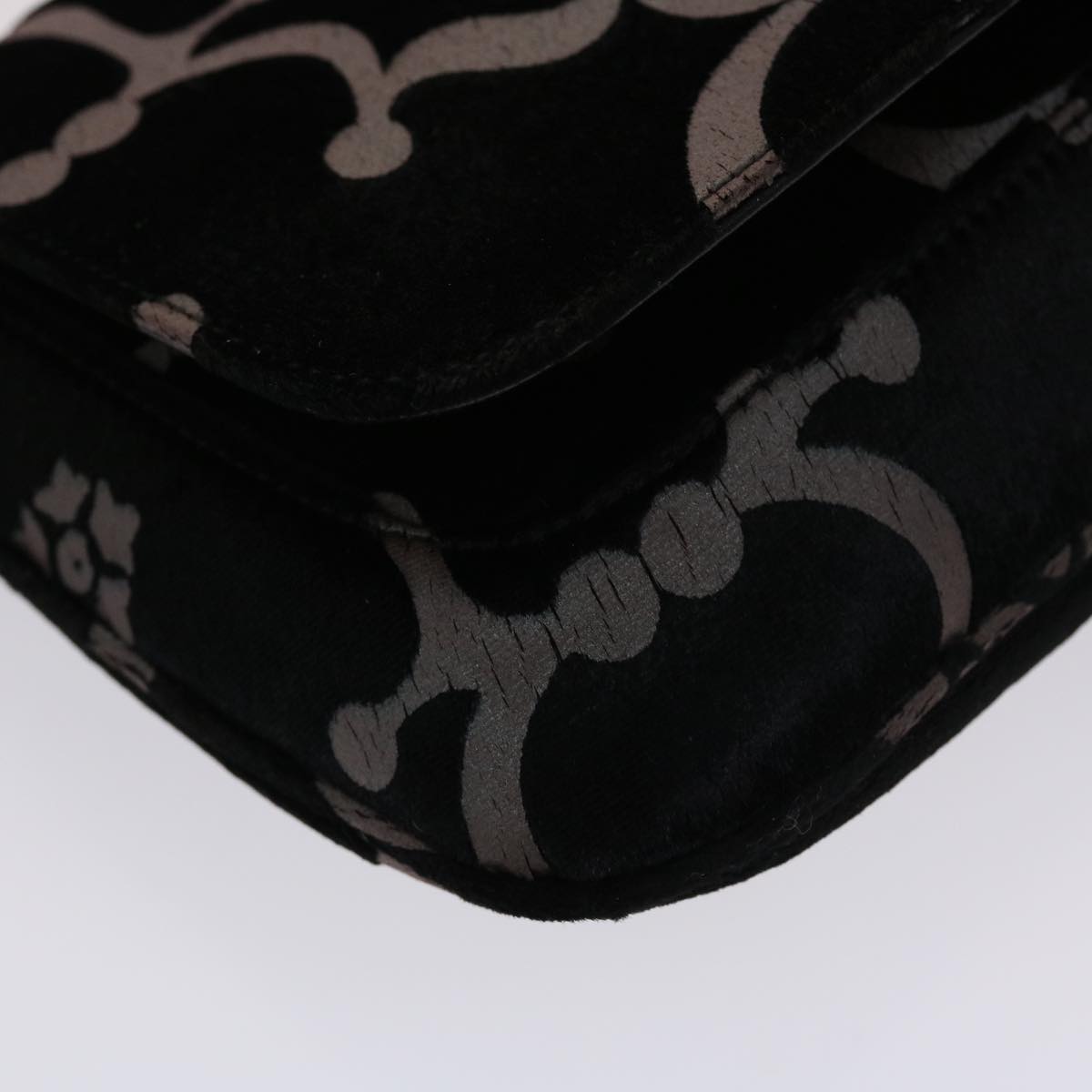 GUCCI Chain Shoulder Bag Velor Black
