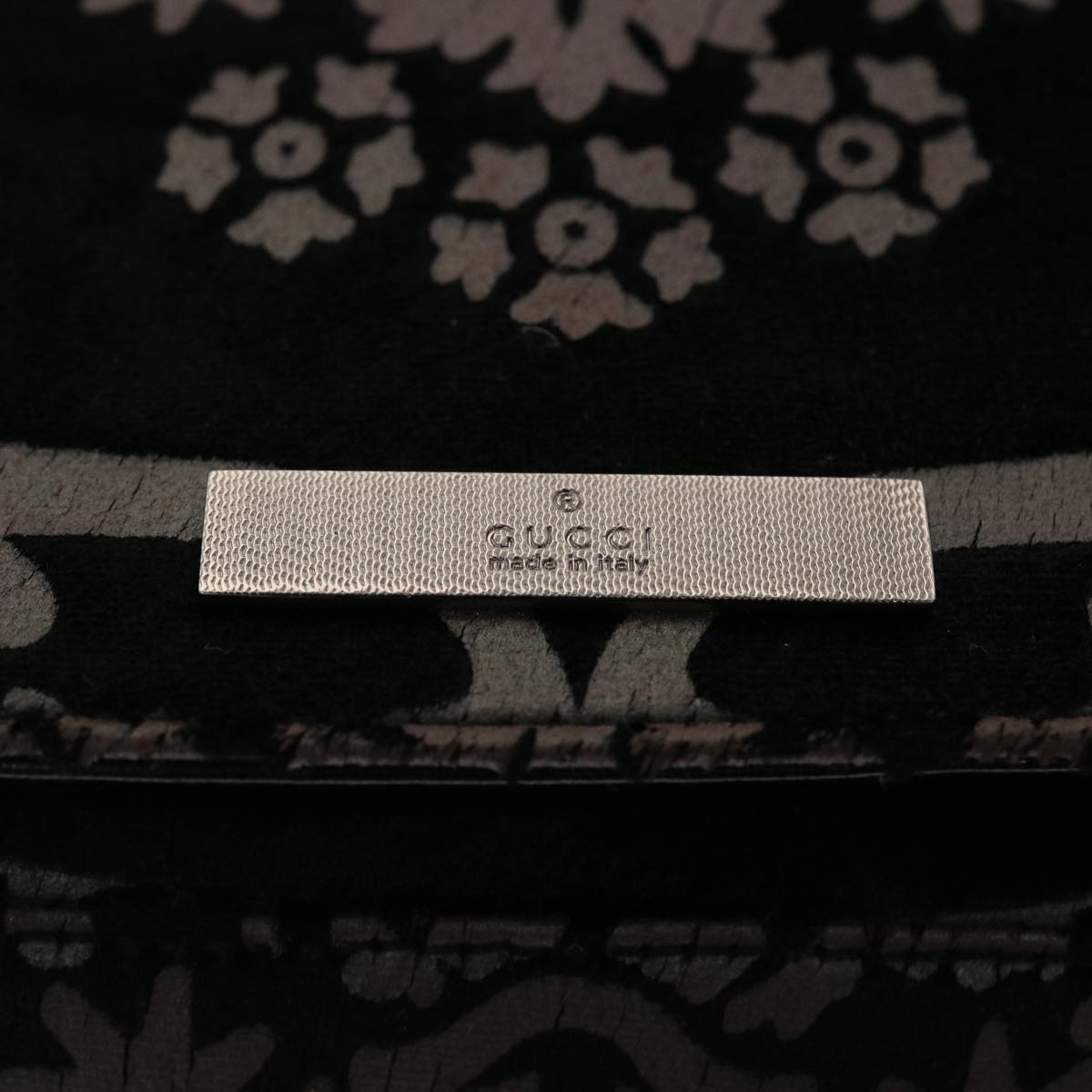 GUCCI Chain Shoulder Bag Velor Black