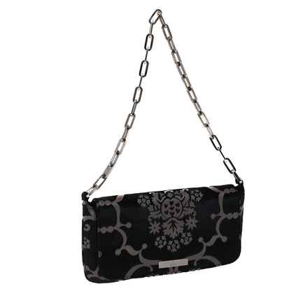 GUCCI Chain Shoulder Bag Velor Black