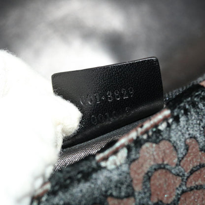 GUCCI Chain Shoulder Bag Velor Black