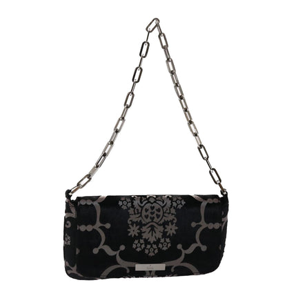 GUCCI Chain Shoulder Bag Velor Black