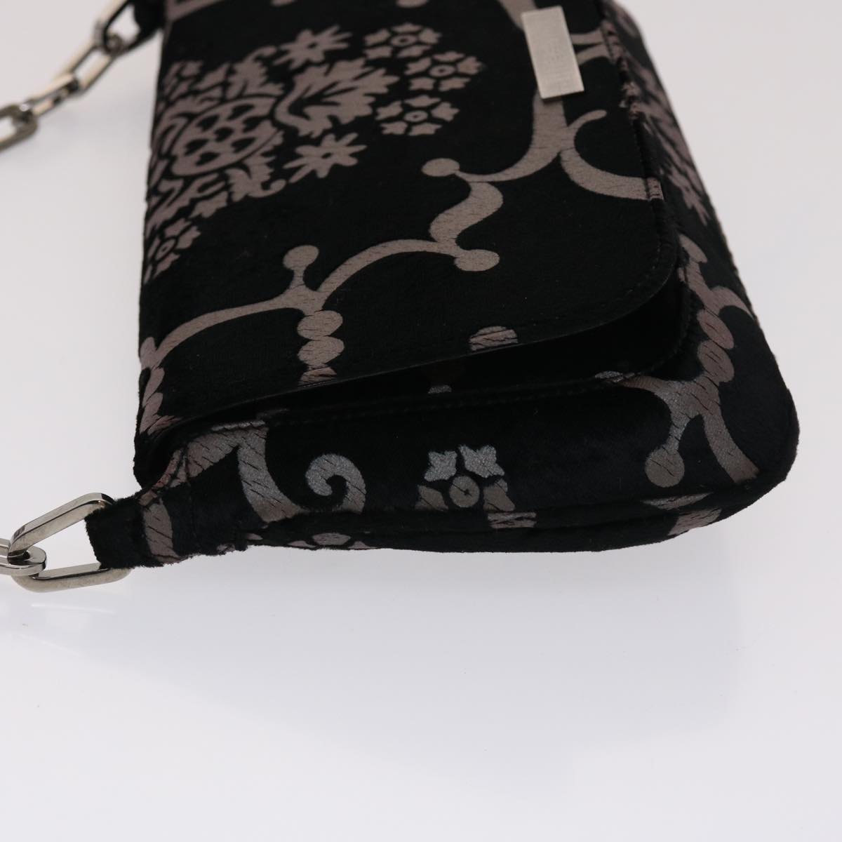 GUCCI Chain Shoulder Bag Velor Black