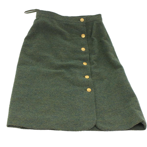 CHANEL Skirt Wool Green CC am4825