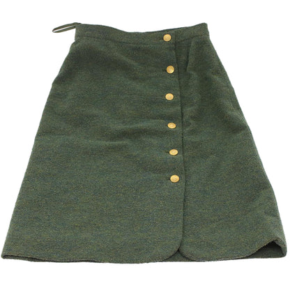 CHANEL Skirt Wool Green CC am4825