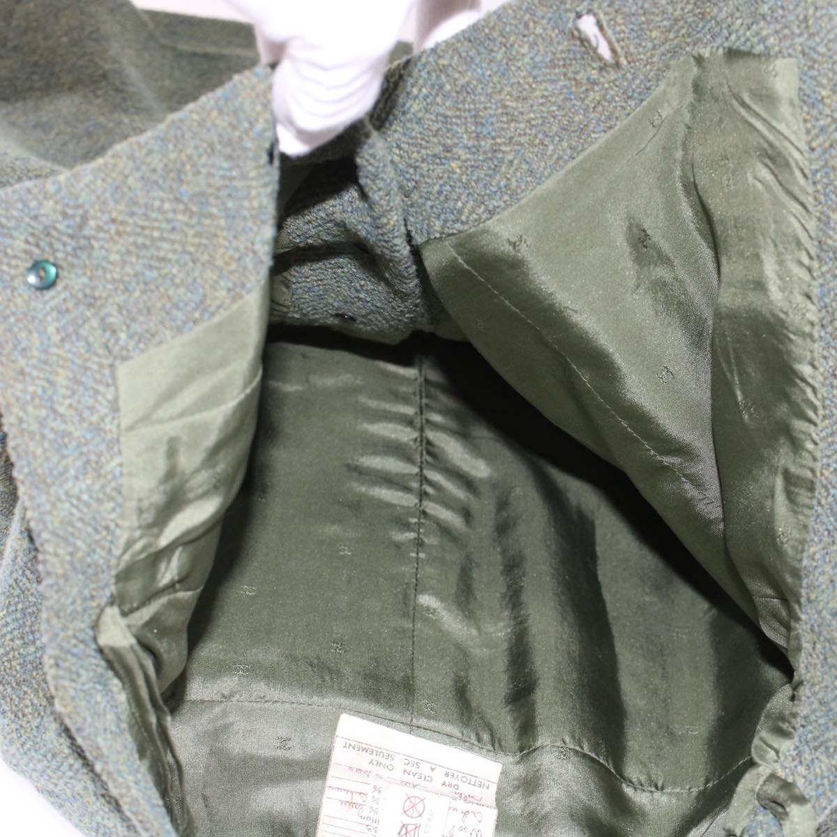 CHANEL Skirt Wool Green CC am4825