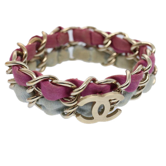 CHANEL COCO Mark Chain Bracelet metal Blue Purple Silver CC am5014