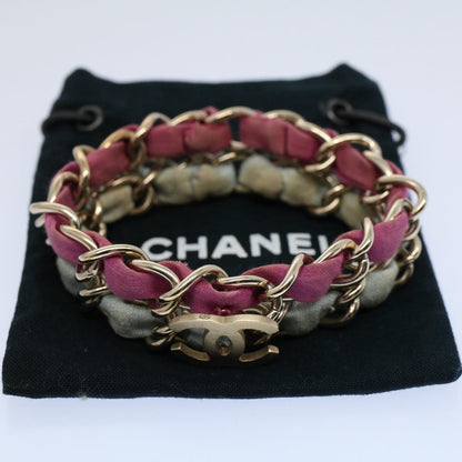 CHANEL COCO Mark Chain Bracelet metal Blue Purple Silver CC am5014