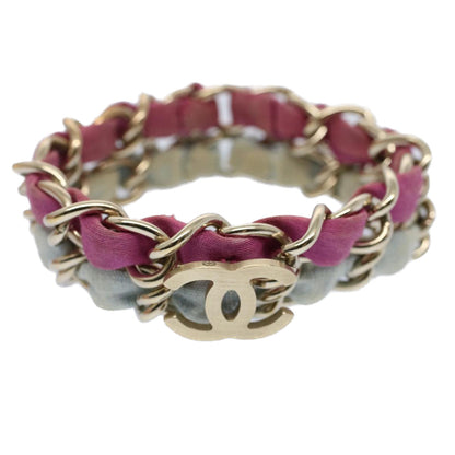 CHANEL COCO Mark Chain Bracelet metal Blue Purple Silver CC am5014