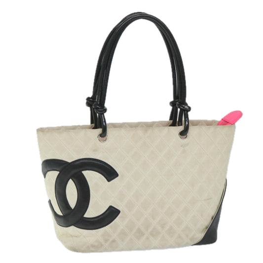 CHANEL Cambon Line Tote Bag Leather White CC am5180
