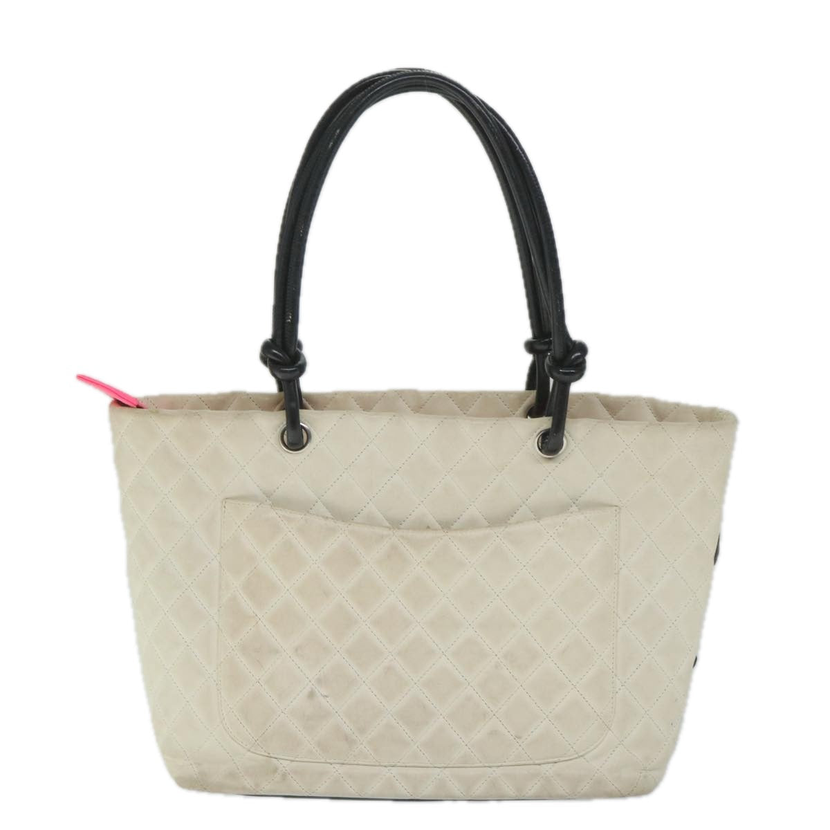 CHANEL Cambon Line Tote Bag Leather White CC am5180