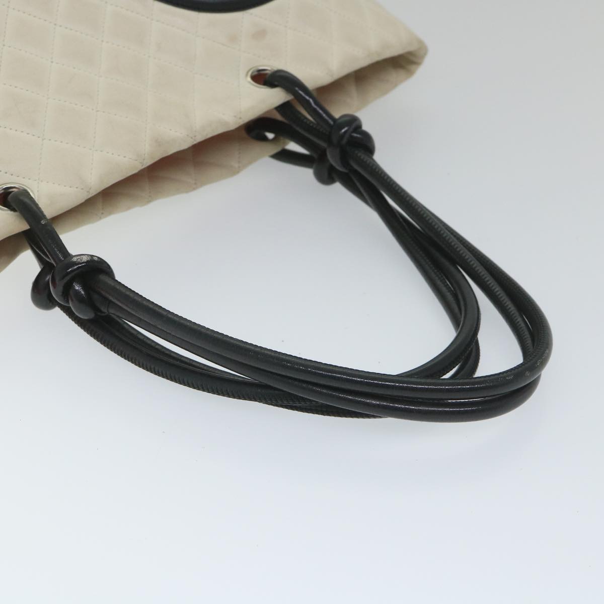 CHANEL Cambon Line Tote Bag Leather White CC am5180
