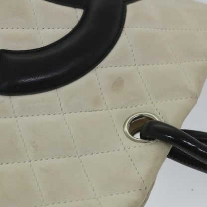 CHANEL Cambon Line Tote Bag Leather White CC am5180
