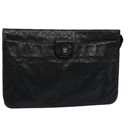 CHANEL Bicolole Briefcase Lamb Skin Black CC am5376