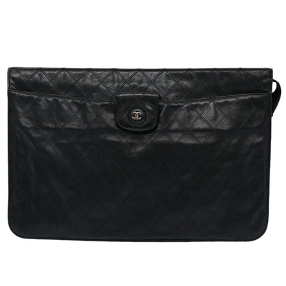 CHANEL Bicolole Briefcase Lamb Skin Black CC am5376