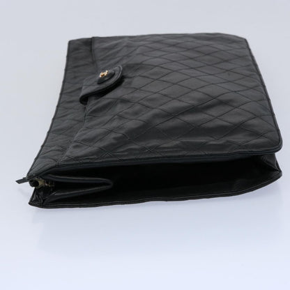 CHANEL Bicolole Briefcase Lamb Skin Black CC am5376