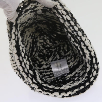 CHANEL COCO Mark Knitted Fabrics Hat Wool Black White CC am5382