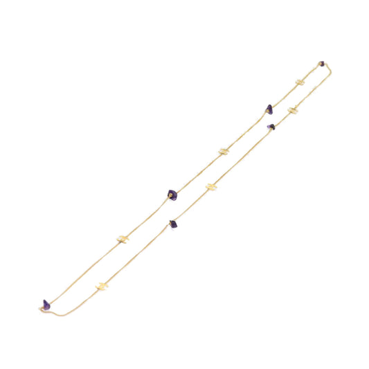 CHANEL COCO Mark Stone Necklace Gold CC am5561