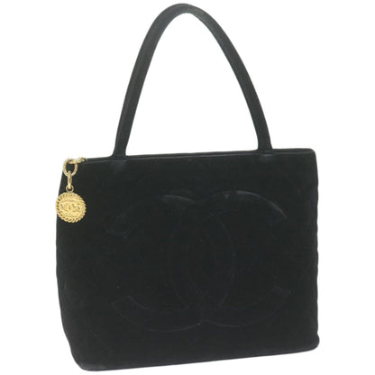 CHANEL Materasse Tote Bag Velor Standard Black CC am5812