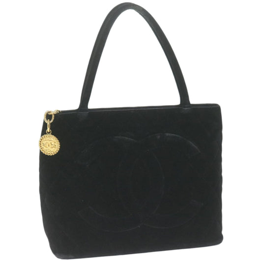 CHANEL Materasse Tote Bag Velor Standard Black CC am5812