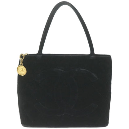 CHANEL Materasse Tote Bag Velor Standard Black CC am5812