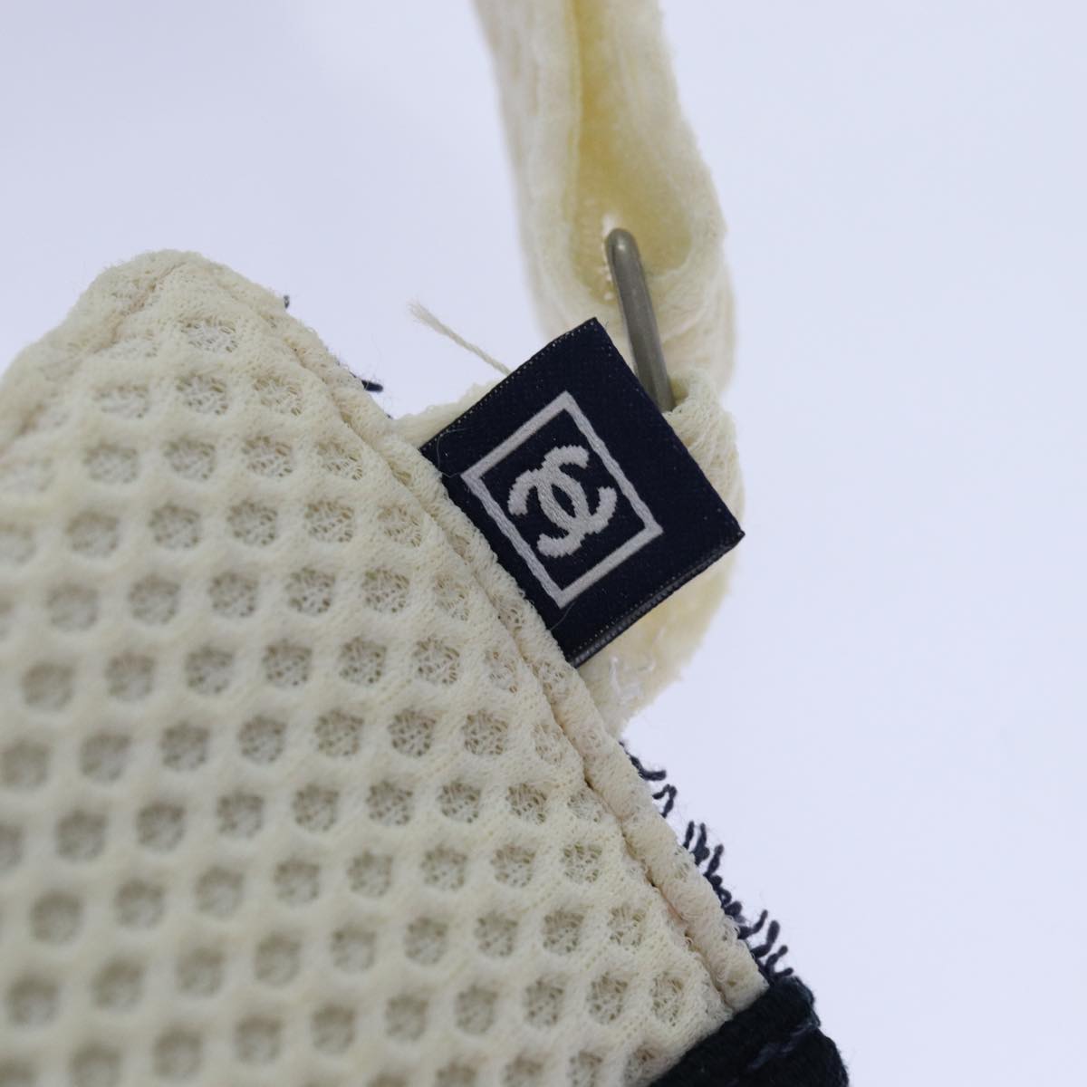 CHANEL Sports Sun Visor Cotton White Silver CC am6754