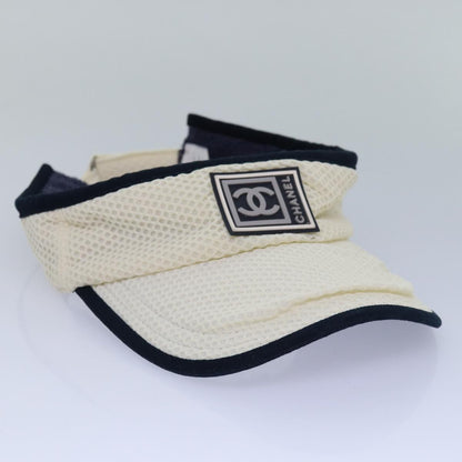 CHANEL Sports Sun Visor Cotton White Silver CC am6754