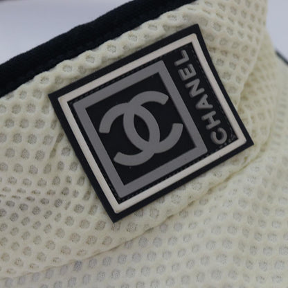 CHANEL Sports Sun Visor Cotton White Silver CC am6754