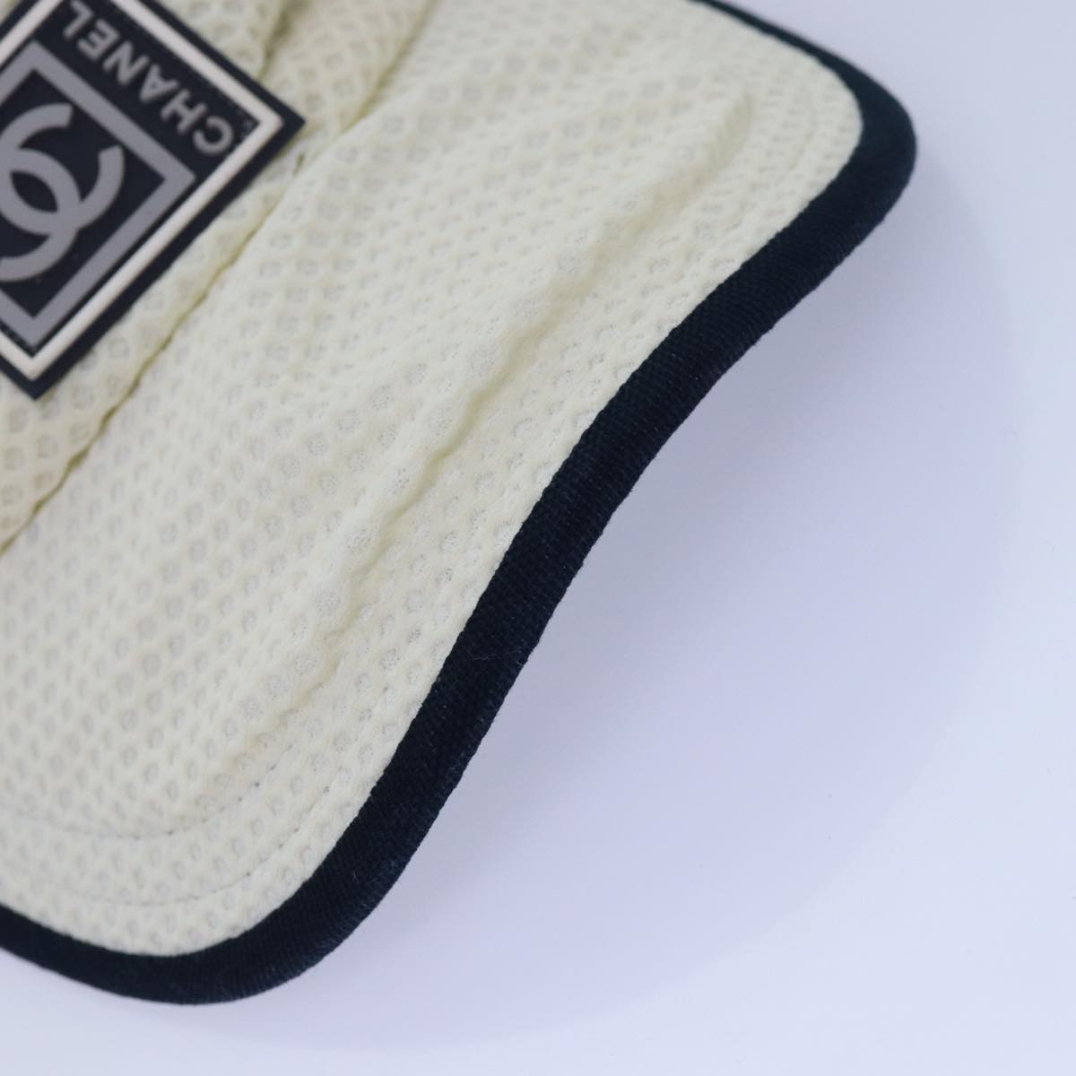 CHANEL Sports Sun Visor Cotton White Silver CC am6754