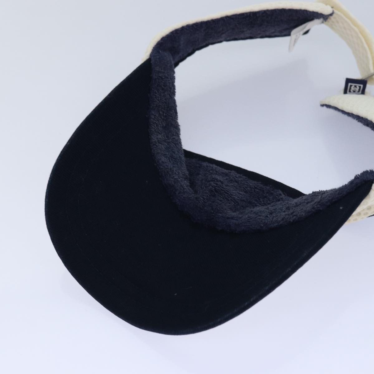 CHANEL Sports Sun Visor Cotton White Silver CC am6754