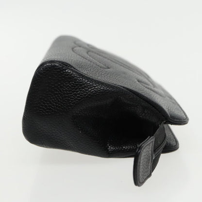CHANEL COCO Mark Pouch Caviar Skin Black Gold CC am7049