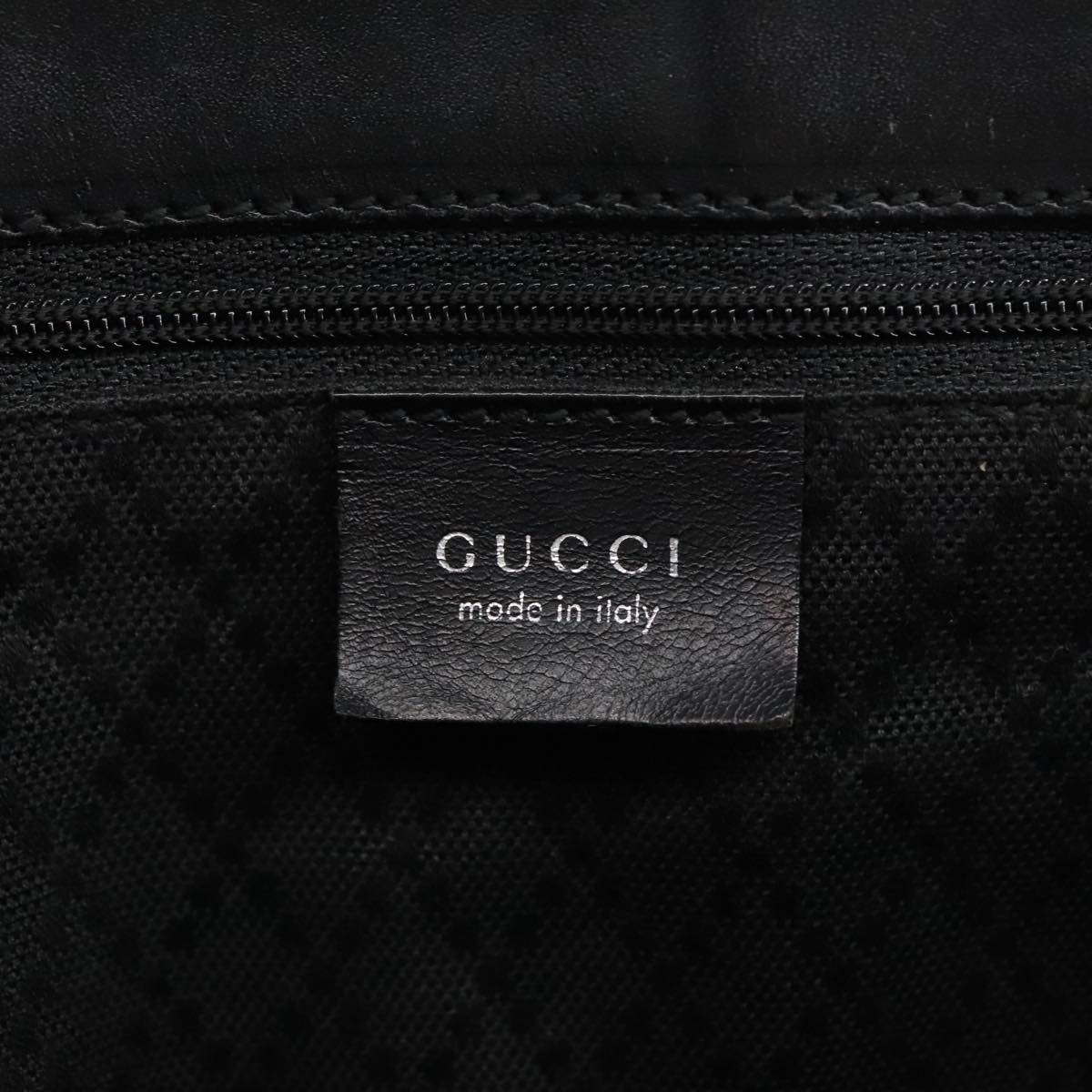 GUCCI Tote Bag Nylon Leather Black Silver 002 1705 0405  am7109