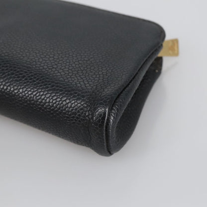 CHANEL COCO Mark Pouch Caviar Skin Black Gold CC am7126