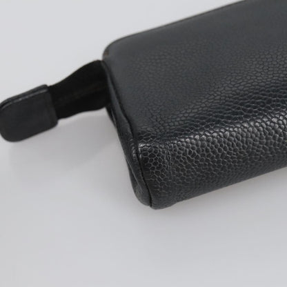 CHANEL COCO Mark Pouch Caviar Skin Black Gold CC am7126
