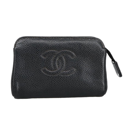 CHANEL COCO Mark Pouch Caviar Skin Black Gold CC am7126