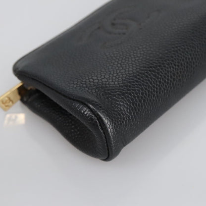 CHANEL COCO Mark Pouch Caviar Skin Black Gold CC am7126