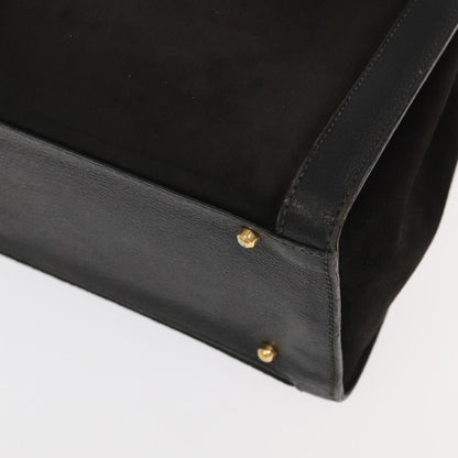 GUCCI Bamboo Hand Bag Suede Leather Black Gold 002 1095 0260  am7190