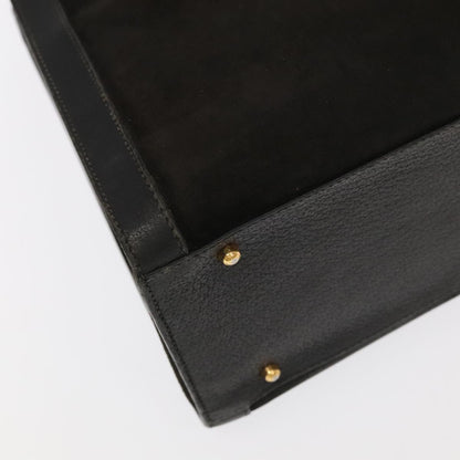 GUCCI Bamboo Hand Bag Suede Leather Black Gold 002 1095 0260  am7190