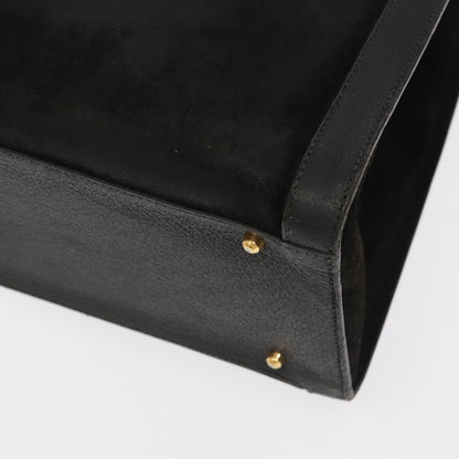 GUCCI Bamboo Hand Bag Suede Leather Black Gold 002 1095 0260  am7190