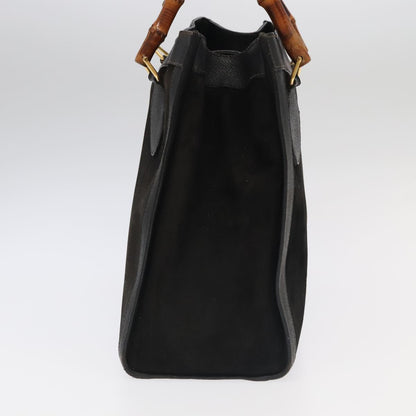 GUCCI Bamboo Hand Bag Suede Leather Black Gold 002 1095 0260  am7190