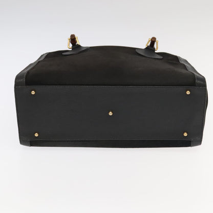 GUCCI Bamboo Hand Bag Suede Leather Black Gold 002 1095 0260  am7190