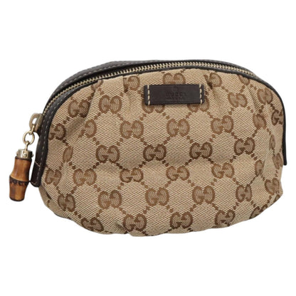 GUCCI Bamboo GG Canvas Pouch Beige 246175  am7217