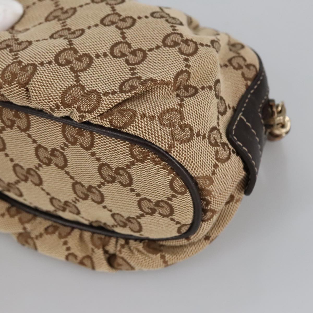 GUCCI Bamboo GG Canvas Pouch Beige 246175  am7217
