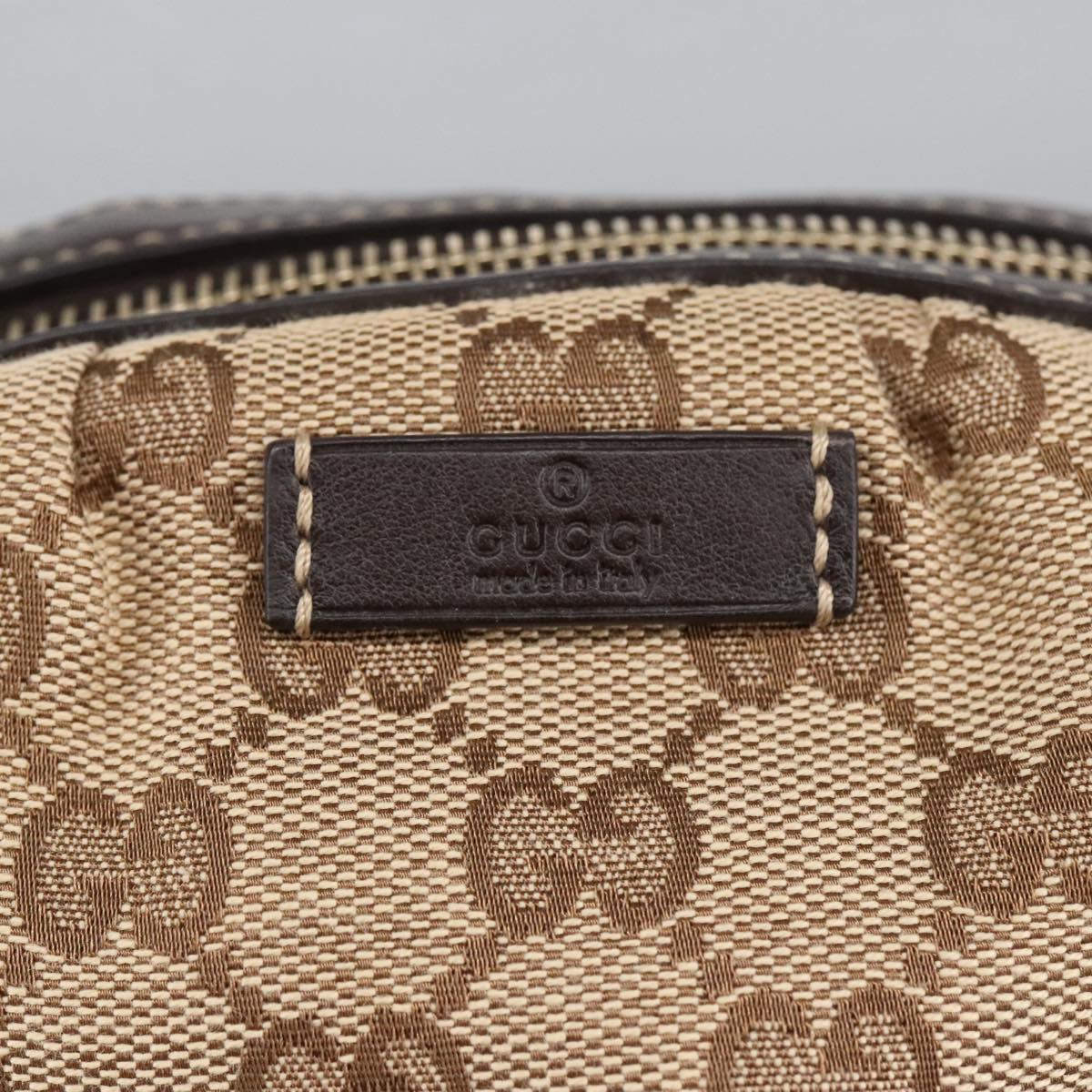 GUCCI Bamboo GG Canvas Pouch Beige 246175  am7217