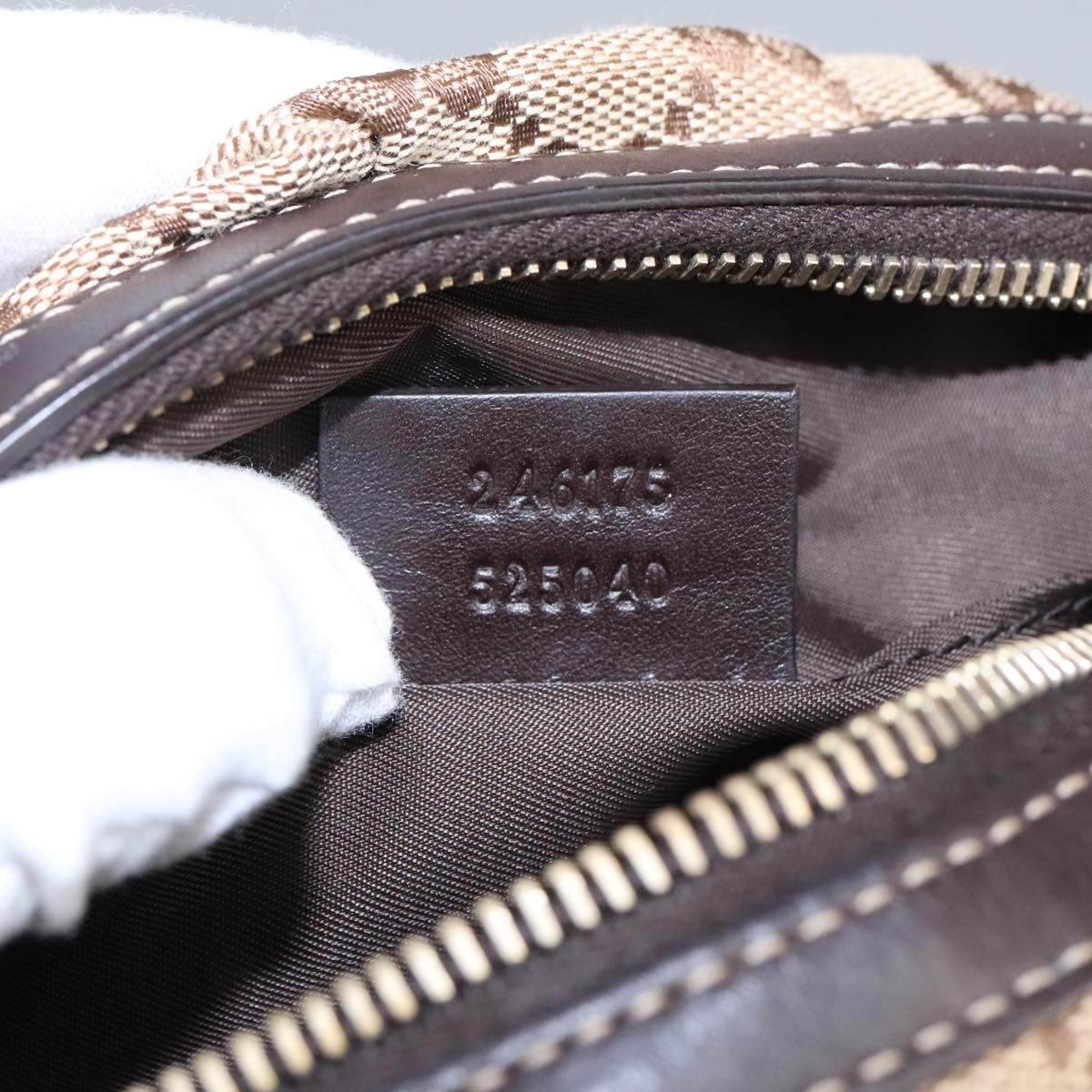 GUCCI Bamboo GG Canvas Pouch Beige 246175  am7217