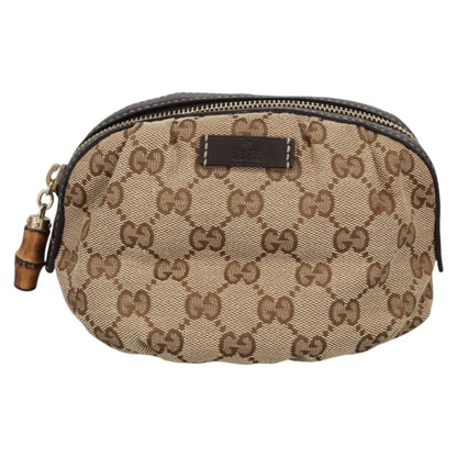 GUCCI Bamboo GG Canvas Pouch Beige 246175  am7217