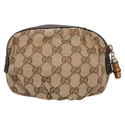 GUCCI Bamboo GG Canvas Pouch Beige 246175  am7217