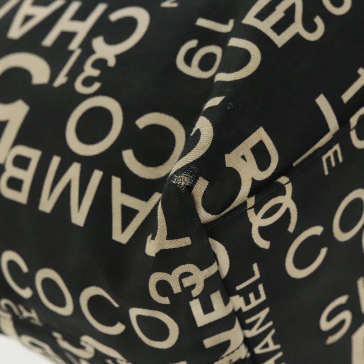CHANEL Chain Bycy Tote Bag Canvas Plastic Black Clear Silver CC am7247